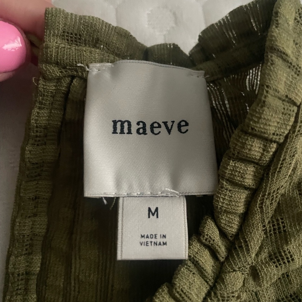 Maeve Olive Green Textured Sleeveless Top - Picture 3 of 4
